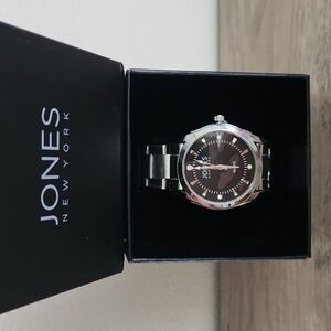 NEW Jones New York Men's Black Face Alexander Watch